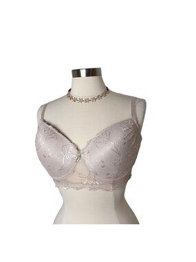 Rene Rofe Bra 38DD Beige Lace Underwire Lightly Padded Full Coverage Elegant 38E